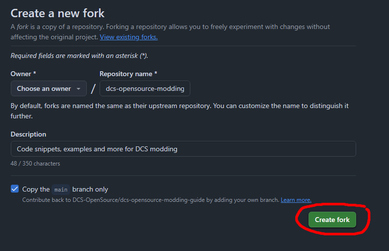 create fork page