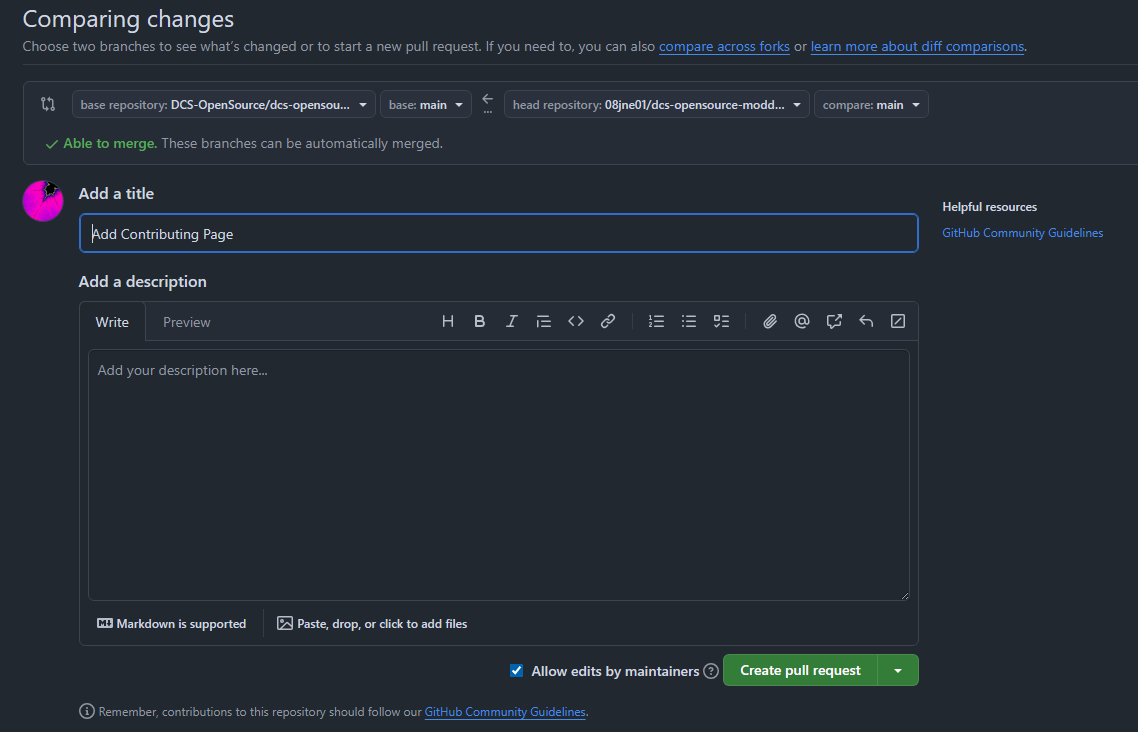 create pull request